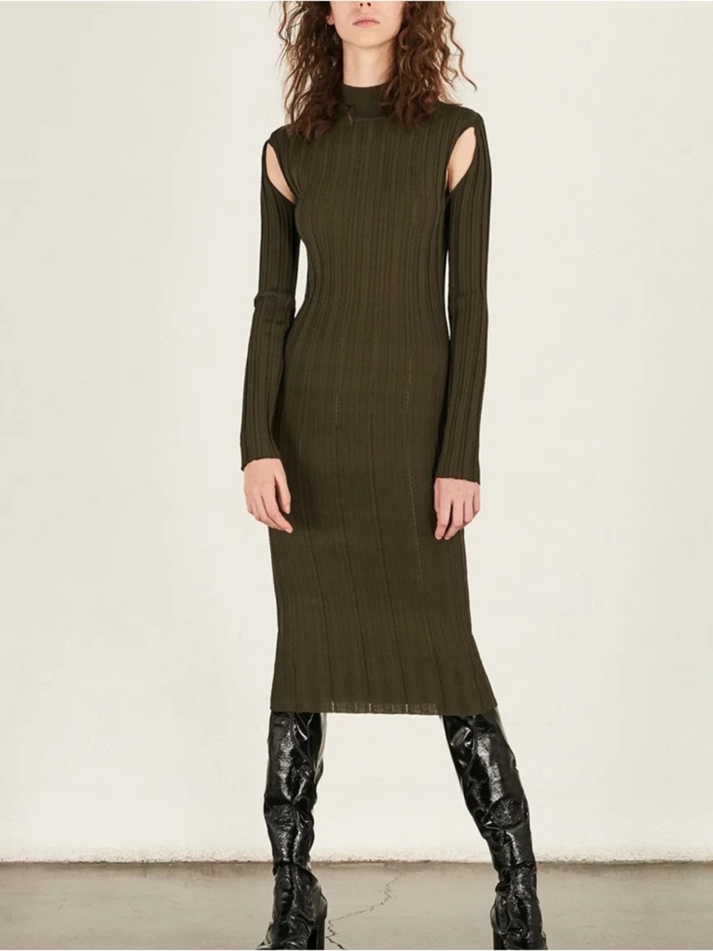 McQ Ribbed Dress with Cutouts